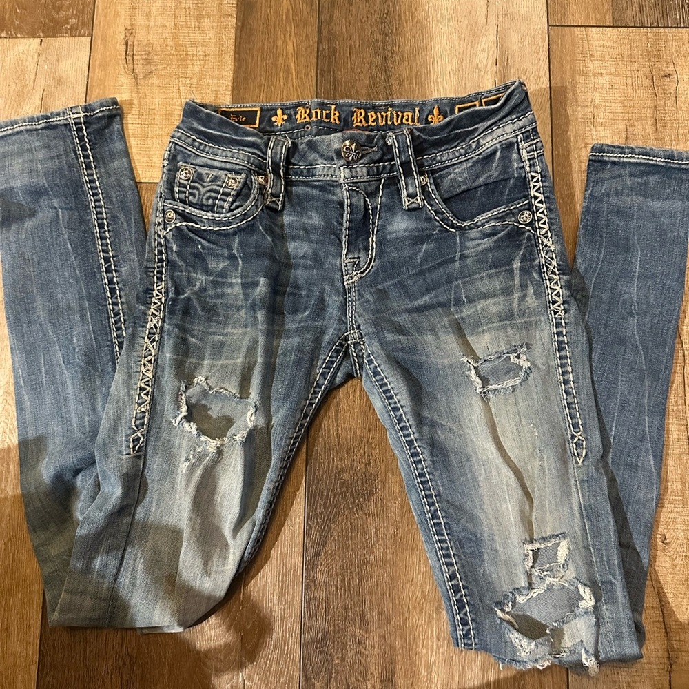 Rock Revival Women's Blue Ripped Skinny Jeans